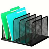 Kuntine.B Bureau File Organizer 5 Rechtopstaande Mesh Desktop Organizer Duurzame File Sorter Kantoor Organisatie File Houder voor Thuis, Kantoor & Klas