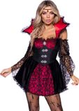 Leg Avenue Inc. Victorian Vampire Kostuum Dames, L (Zwart Rood)