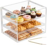 VEVOR 3-Laags Gebaksvitrine, Commerciële Bakkerijvitrine van Transparant Acryl, Toonbankvitrine met Scharnierende Deur en Verwijderbare Tussenschotten voor Koekjes, Desserts en Donuts, 33 X 26 X 26 Cm