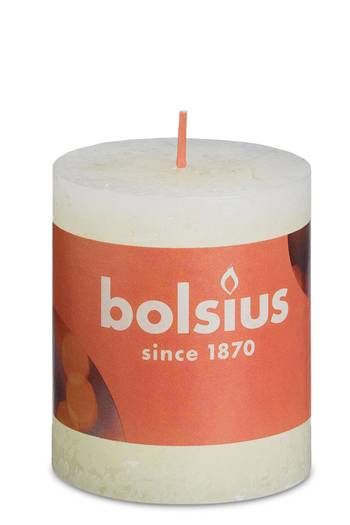 Bolsius Rustiko Shine Cylinder Candle Cream 80mm
