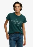 Superdry Luxe Casual Classic T-shirt Dames Dark Pine Green Maat 12