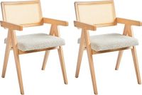 Beliani AVA - Eetkamerstoelen set van 2 - Lichtbruin/Lichtbeige - Rubberhout