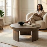 IDIMEX Salontafel KUMASI, rond, 90 cm, mangohout - grijs