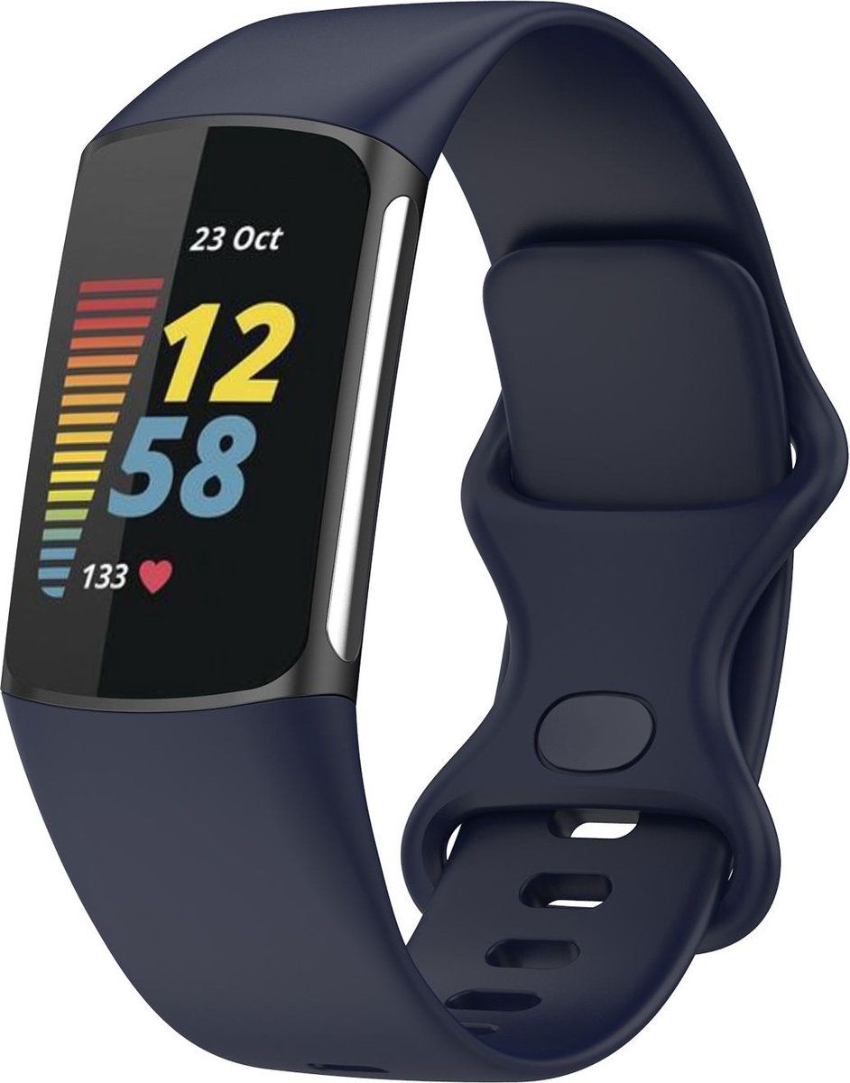 Mobigear Classic Siliconen Bandje voor de Fitbit Charge 5 - Blauw