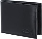 oxmox Leren portemonnee Leather RFID Protect Pocketbörse Freedom Fish Embossed Black zwart