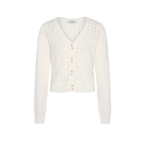 Morgan vest met ingebreid patroon ecru