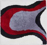 Grund Designer badmat COLANI, Ultrazacht en absorberend, Antislip, 5 jaar garantie, Colani 11, WC-sjabloon o.A. 60x60 cm, Wit rood