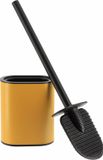 Tendance Silicone/rubber hygiëne wc/toiletborstel - plat - okergeel - 40 cm - in houder