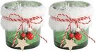 Countryfield Theelichthouder Faye - Set van 2 - Groen/Wit - 7.5 cm