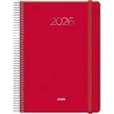 Dohe Denver Agenda 2026, één dag per pagina, DIN A5 (15 x 21 cm), spiraalsluiting en elastiek, 12 maanden januari tot december, jaarplanner in het Spaans, Denver rood