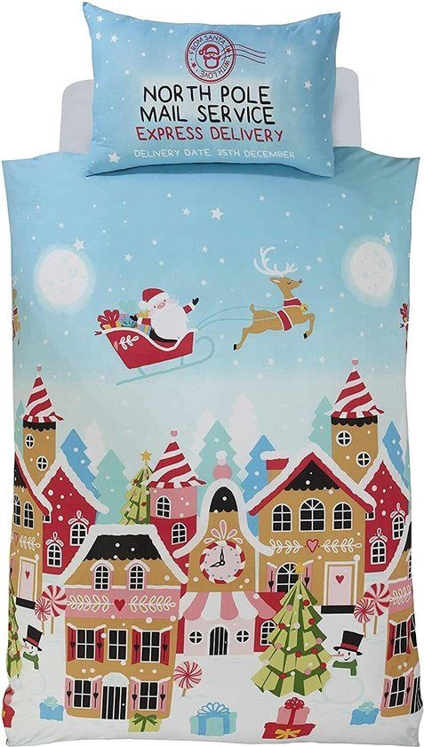 Gingerbread Town Kerst Dekbedovertrek - Eenpersoons - Polykatoen - Kinderen