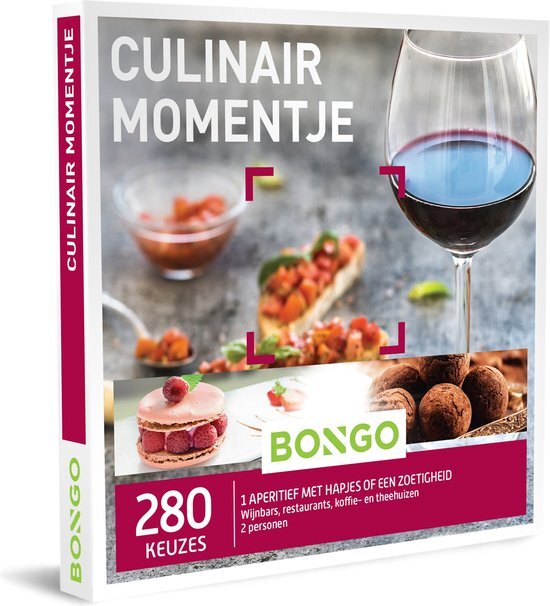 BONGO Bon - Culinair Momentje | Cadeaubonnen Cadeaukaart cadeau voor man of vrouw | 280 culinaire momentjes in wijnbars, restaurants of koffie- en theehuizen