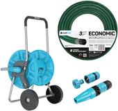 Cellfast Aluplus-slangwagen 1/2" 60 m + Cellfast Economic-tuinslang 1/2" 10 m + set met Cellfast Basic-sproeier 1/2"