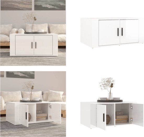 vidaXL Salontafel 80x50x36 cm bewerkt hout hoogglans wit