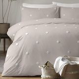 Appletree Dot Garden dekbedovertrekset - Tweepersoonsbed - 100% katoen - Linnen met witte stippen