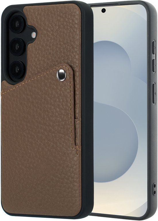 Selencia Hoesje - Geschikt voor Samsung Galaxy S24 / S25 - Backcover met Pashouder - Mocha Brown