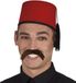 Funny Fashion Arabische Marokkaanse verkleed set - Fez hoedje rood - en nepsnor in het zwart