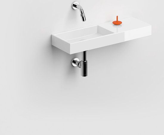 Clou Mini Wash Me fontein - 56x19cm - Zonder kraangat - Rechts - Wit Keramiek