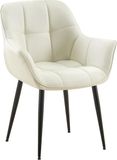 CLP Roseville Chaise de salle à manger - Avec accoudoirs - Classique - Tissu crème