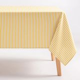 GAMUSI - Vlekbestendig Tafelkleed Katoen Polyester Streeppatroon Arenza - 160 x 240 cm - Geel