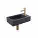 Saniclass Fuente fonteinset – rechthoekig – 40x22x10 cm – natuursteen zwart – mat gouden kraan
