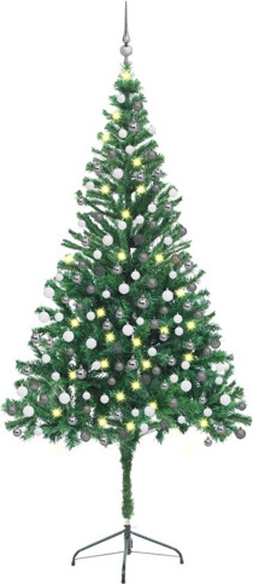 vidaXL Kunstkerstboom met verlichting en kerstballen 910 takken 210 cm