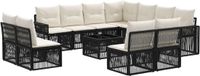 vidaXL - Tuinbank - Set - 12 - st - Zwart - en - Crème - Wit - poly - rattan