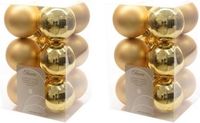 Decoris Kaemingk B.V. 24x Gouden kunststof kerstballen 6 cm - Mat/glans - Onbreekbare plastic kerstballen - Kerstboomversiering goud