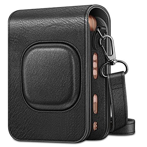 Fintie Camera Case voor Fujifilm Instax Mini LiPlay - Premium Vegan Lederen Beschermhoes met Afneembare Band, (B-Zwart)