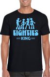 Bellatio Decorations Verkleed shirt voor heren - eighties king - zwart/blauw - jaren 80 - carnaval S