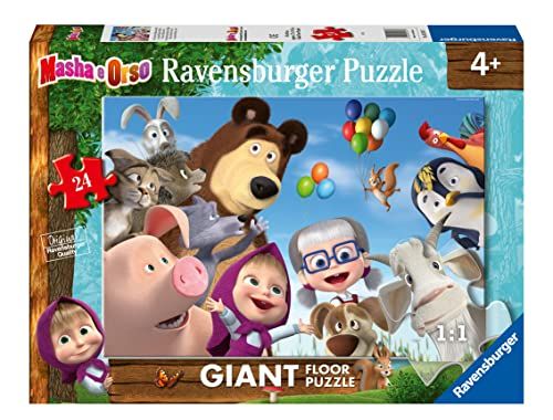 Ravensburger Mascha en de beer, 24 stuks Giant bodem, puzzel voor kinderen, leeftijd 3+, meerkleurig, 03133 7