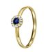 Lucardi Dames ring met wit&blauwe zirkonia - Ring - Cadeau - 14 Karaat Goud - Geelgoud