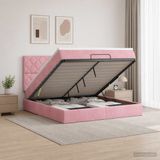 vidaXL Ottoman Bed with Mattress and Headboard Pink 140 x 200 cm Velvet