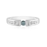 Cavill - Zilveren ring met hemelblauwe I2 diamant 0,099 ct - 925 sterling zilver gerhodineerd - 6 Cambodjaanse zirkonen - ronde briljant