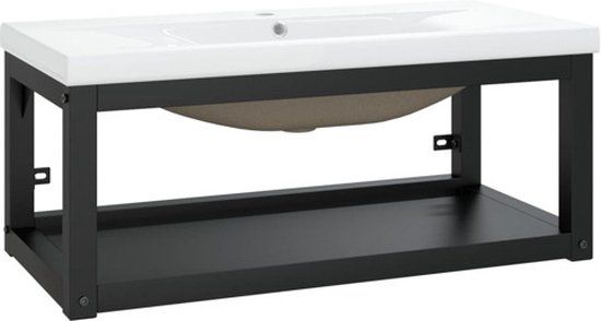 vidaXL Wastafelframe met inbouwwastafel ijzer zwart