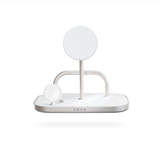 Zens 4-in-1 Wireless Charger 4× Qi2 15 W USB-C 60 W MagSafe draadloze lader iPhone Wit