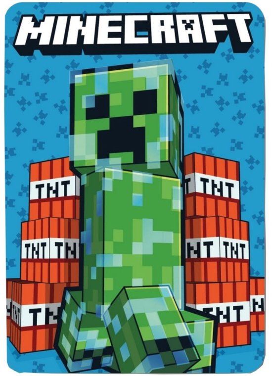 4KidsOnly Minecraft Fleece deken 100 x 140 cm - Plaid - Blauw - Kinderen