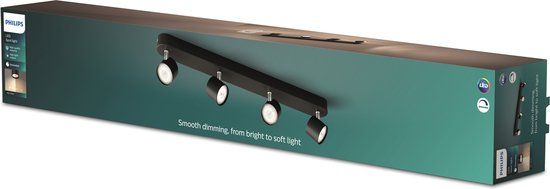 Philips Star Opbouwspot - 4-lichts - Zwart - LED - Draaibaar