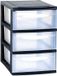 EDA Ladenkast/bureau organizer - zwart - stapelbaar - A5 formaat - met 3 lades - L18 x B28 x H28 cm