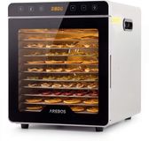 AREBOS Voedseldroger RVS 800W 29L 12 Roosters LED Touch Fruit Groenten Drogen