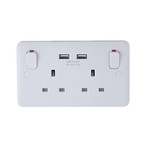 SCHNEIDER ELECTRIC Schneider elektrische GGBL30202-USBAS Lisse gegoten Twin Socket, gecombineerd 2 X USB SP 2.1 A, wit