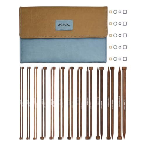KnitPro Ginger naaldenset met enkele punt - 12 paar 25cm breinaalden met één uiteinde, gemberset voor beginners, professionals en cadeauset