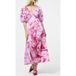 French Connection Isla Odette Twist Neck Tea Dress Violet Pink Multi Size: 10