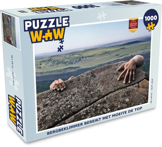 MuchoWow Puzzel Bergbeklimmer bereikt met moeite de top - Legpuzzel - Puzzel 1000 stukjes volwassenen - Sinterklaas cadeautjes - Sinterklaas voor grote kinderen