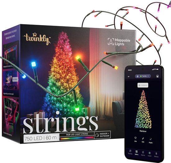Twinkly Strings Lichtsnoer - 750 LED RGB - 60M - Dimbaar - Binnen & Buiten