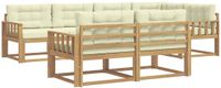 vidaXL Hoek loungeset 7 zitplaatsen Polyester Wit en crèmekleurig