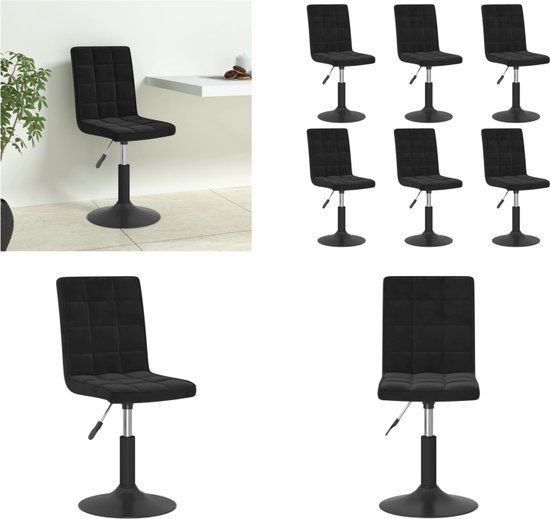 vidaXL Eetkamerstoelen draaibaar 6 st fluweel zwart