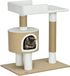 PawHut Arbre à chat 79 cm Petit arbre à chat avec grotte pour chat, arbre à griffer pour chat avec surface de couchage, arbre d'escalade en jute pour chats jusqu'à 8 kg, meubles pour chat, marron, blanc, imitation cachemire