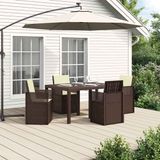 vidaXL Tuin Eettafel Set 5-delig Bruin en Crèmekleurig PP