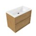 Saniclass Holz Frame Badkamermeubelset - 80x45x77.5cm - Torino solid surface wastafel wit - zonder kraangat - 2 lades - mat eiken natural (hout) SW1578576/SW1471856